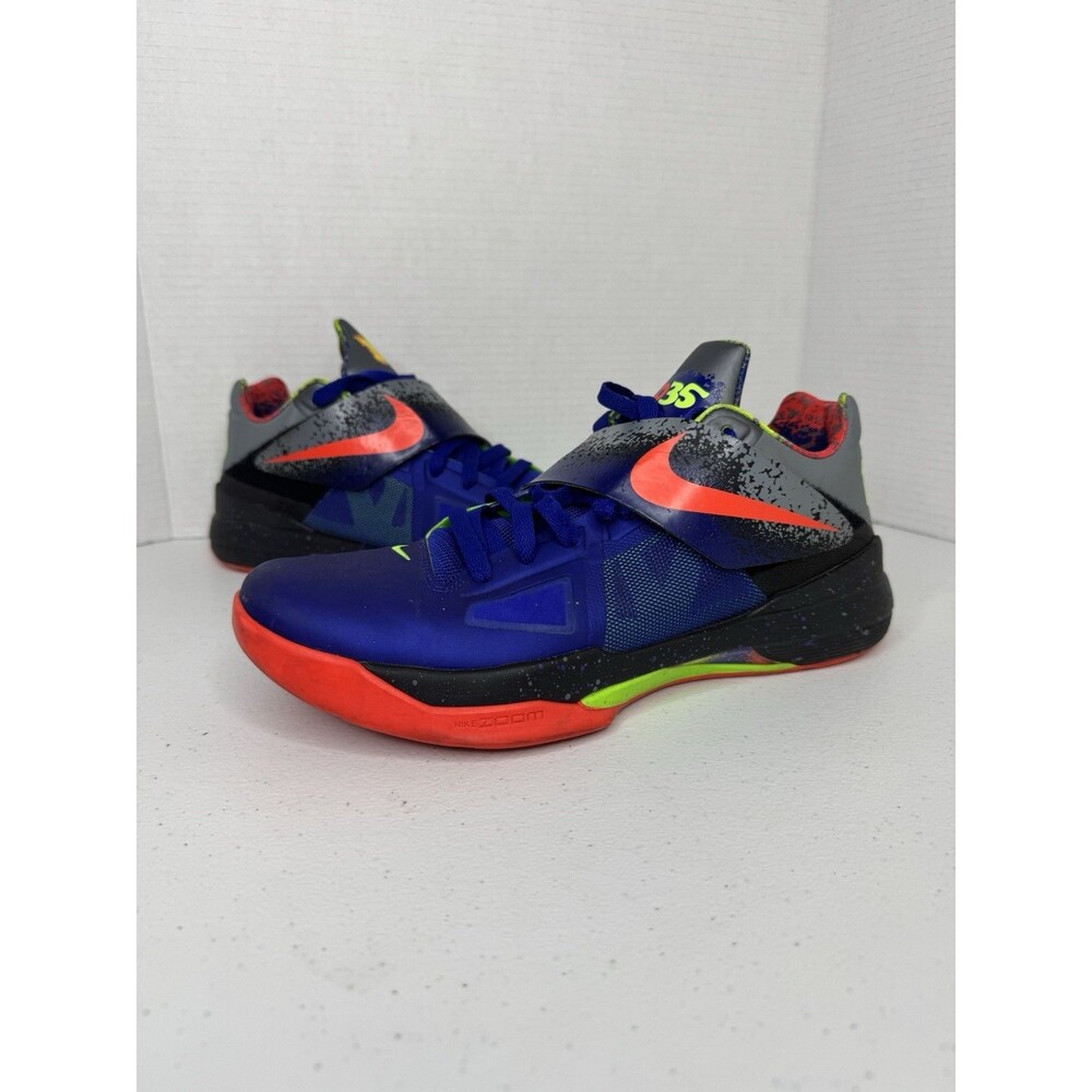 Nike Zoom KD 4 Nerf Mens Size 10.5 Basketball Shoes Blue Orange Volt Sneakers